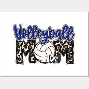 Volleyball Mom Blue Leopard Posters and Art